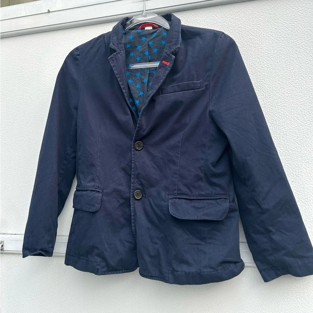 Mini Boden Blazer Jacket Boys 9/10 Years Navy Blue 100% Cotton Special Occasion